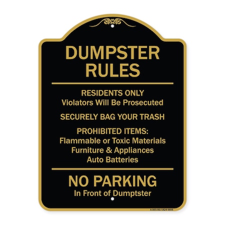 Signmission Designer Series-Residents Only Violators Prosecuted Bag Your Trash No Parking A-DES-BG-1824-9895